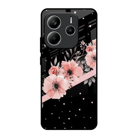 Floral Black Band Redmi Note 14 5G Glass Back Cover Online