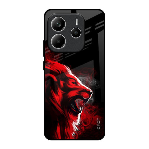 Red Angry Lion Redmi Note 14 5G Glass Back Cover Online