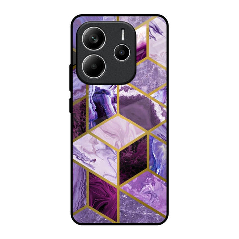 Purple Rhombus Marble Redmi Note 14 5G Glass Back Cover Online