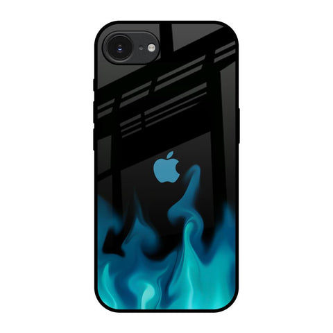 Teal Flames Apple iPhone 16e Glass Back Cover Online