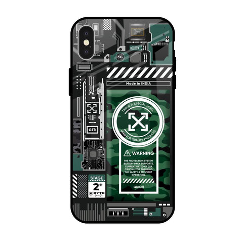 Green Camo Circuit iPhone X Glass Back Cover Online