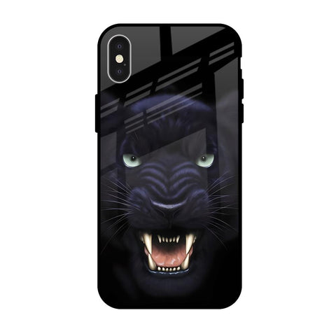 Angry Black Leopard iPhone X Glass Back Cover Online