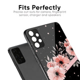 Floral Black Band Glass Case For Vivo V30e