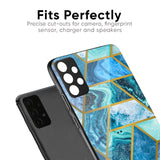 Turquoise Geometrical Marble Glass Case for Samsung Galaxy S25 Plus 5G