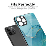 Blue Golden Glitter Glass Case for iPhone 16 Pro