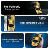 Yellow Racing Car Glass Case for iPhone 13 mini