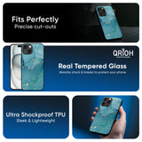 Blue Golden Glitter Glass Case for iPhone 16 Pro