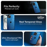 Blue Wave Abstract Glass Case for iPhone 16 Pro