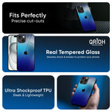 Blue Rhombus Pattern Glass Case for iPhone 16 Pro