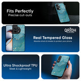 Blue Golden Glitter Glass Case for OnePlus 13R 5G