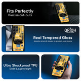 Yellow Racing Car Glass Case for Samsung Galaxy S24 Ultra 5G