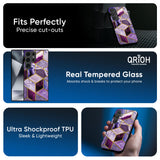 Purple Rhombus Marble Glass Case for Samsung Galaxy M55s