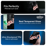 Floral Black Band Glass Case For Vivo Y300 5G