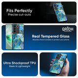 Turquoise Geometrical Marble Glass Case for IQOO Z9s Pro 5G