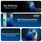 Blue Rhombus Pattern Glass Case for Vivo Y300 5G