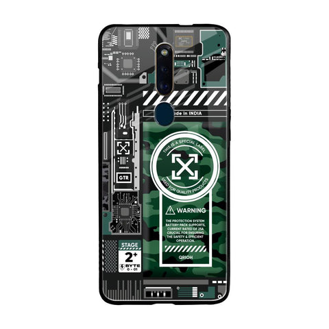 Green Camo Circuit Oppo F11 Pro Glass Back Cover Online