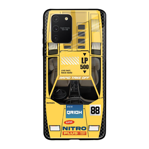 Yellow Racing Car Samsung Galaxy S10 lite Glass Back Cover Online