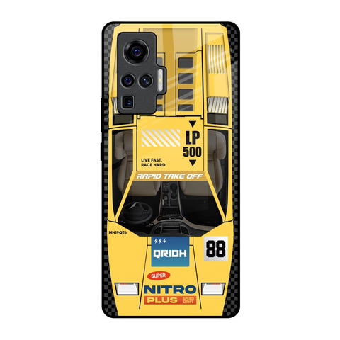 Yellow Racing Car Vivo X50 Pro Glass Back Cover Online