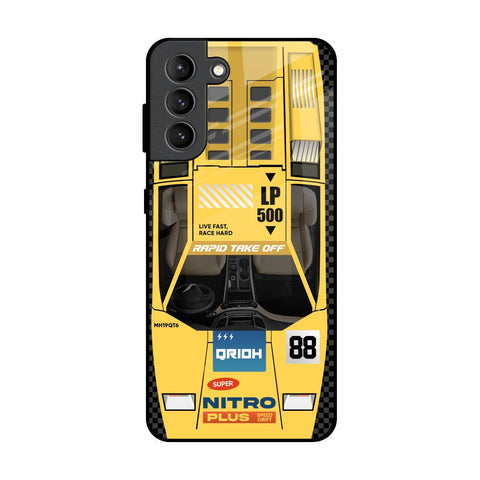 Yellow Racing Car Samsung Galaxy S21 Plus Glass Back Cover Online