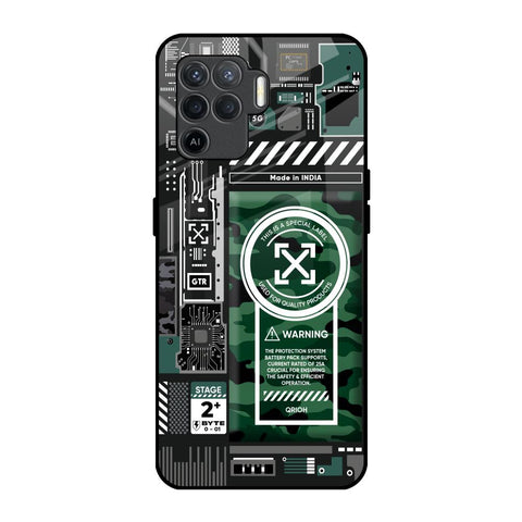 Green Camo Circuit Oppo F19 Pro Glass Back Cover Online