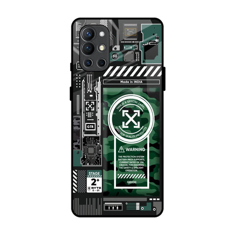 Green Camo Circuit OnePlus 9R Glass Back Cover Online