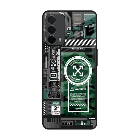 Green Camo Circuit Oppo F19 Glass Back Cover Online