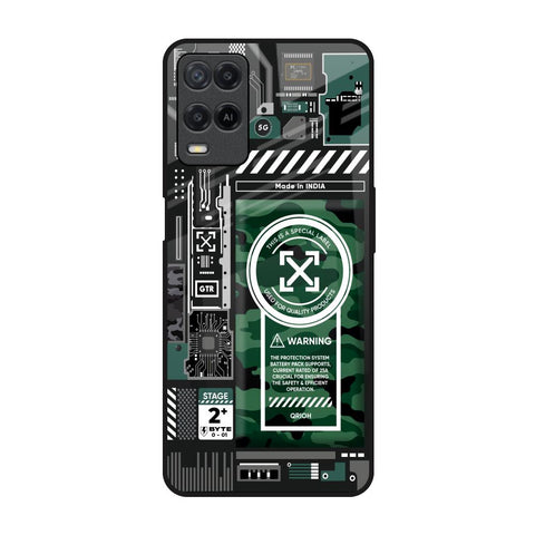 Green Camo Circuit Oppo A54 Glass Back Cover Online