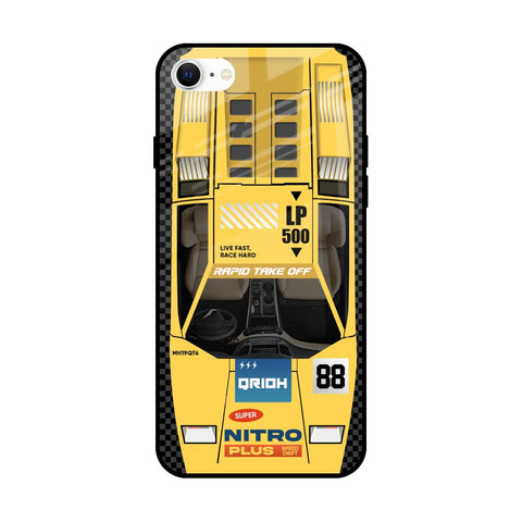 Yellow Racing Car iPhone SE 2022 Glass Back Cover Online