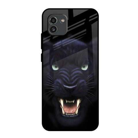 Angry Black Leopard Samsung Galaxy A03 Glass Back Cover Online