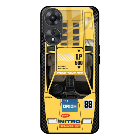 Yellow Racing Car Oppo A58 5G Glass Back Cover Online