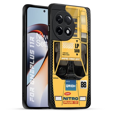 Yellow Racing Car OnePlus 11R 5G Glass Back Cover Online