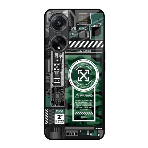 Green Camo Circuit Oppo F23 5G Glass Back Cover Online