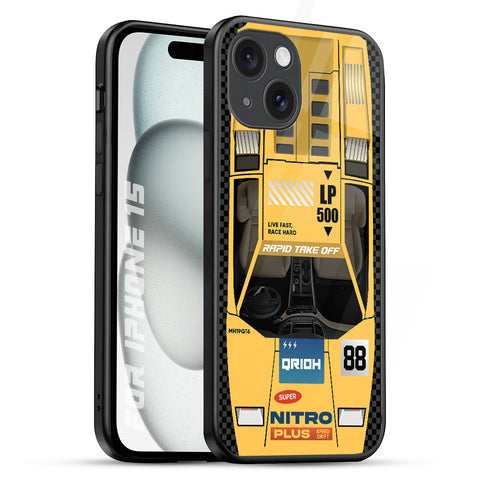 Yellow Racing Car iPhone 15 Glass Back Cover Online