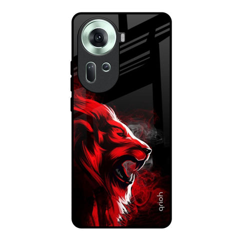 Red Angry Lion Oppo Reno11 5G Glass Back Cover Online