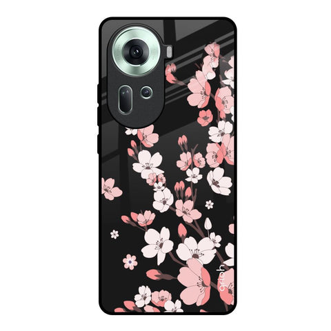 Black Cherry Blossom Oppo Reno11 5G Glass Back Cover Online