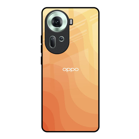 Orange Curve Pattern Oppo Reno11 5G Glass Back Cover Online