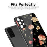 Black Spring Floral Glass Case for Samsung Galaxy M42