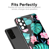 Tropical Leaves & Pink Flowers Glass Case for Samsung Galaxy A54 5G