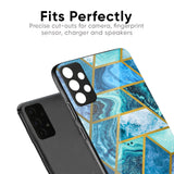 Turquoise Geometrical Marble Glass Case for Vivo X70 Pro Plus