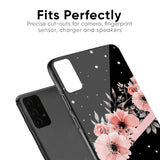 Floral Black Band Glass Case For Oppo Reno 3