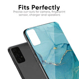 Blue Golden Glitter Glass Case for Samsung Galaxy A50s