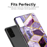 Purple Rhombus Marble Glass Case for Xiaomi Redmi Note 7S