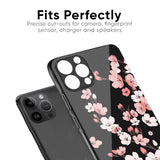 Black Cherry Blossom Glass Case for iPhone 15