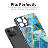 Turquoise Geometrical Marble Glass Case for iPhone 15