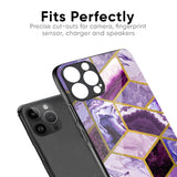 Purple Rhombus Marble Glass Case for iPhone 8 Plus