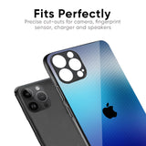 Blue Rhombus Pattern Glass Case for iPhone 14 Pro Max