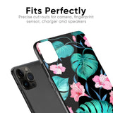 Tropical Leaves & Pink Flowers Glass case for iPhone 13 Pro