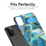 Turquoise Geometrical Marble Glass Case for iPhone 12