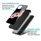 Floral Black Band Glass Case For Oppo Reno7 5G