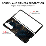 Blue Golden Leaves Glass Case for Samsung Galaxy Z Fold5 5G